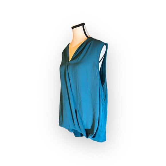 Women’s Reitmans 2X Teal Turquoise The Classics Sleeveless Wrap Chiffon Top - Picture 5 of 8
